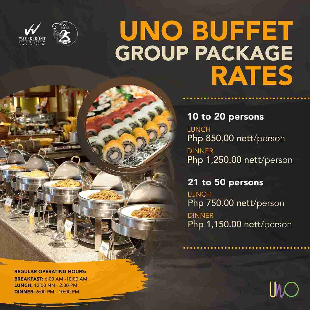 UNO Buffet Group Rates website